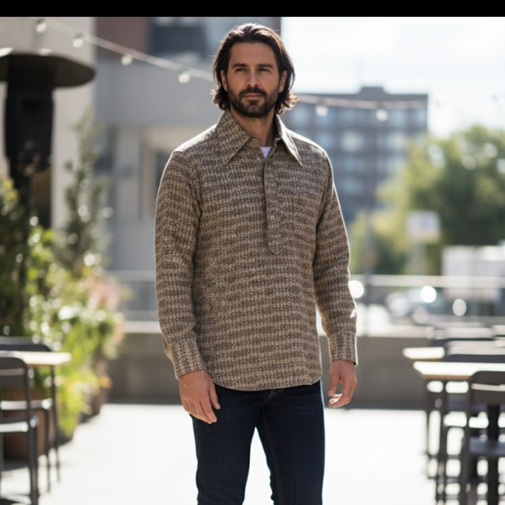 Pendleton Men's Vintage Grandpacore Wool Tan Geometric Button Down Shirt SZ M